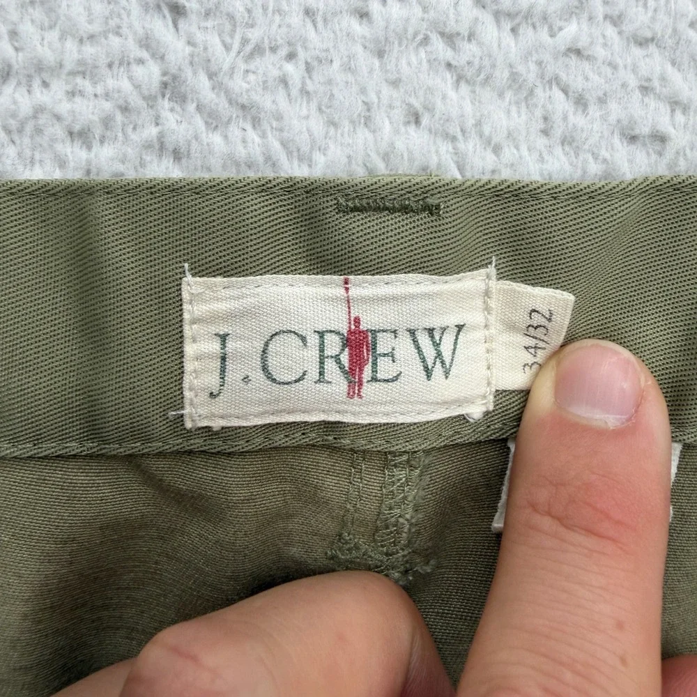 J. Crew Mens Olive Green Cotton Nylon Zipper Cargo Flight Pants 34x32 Vintage
